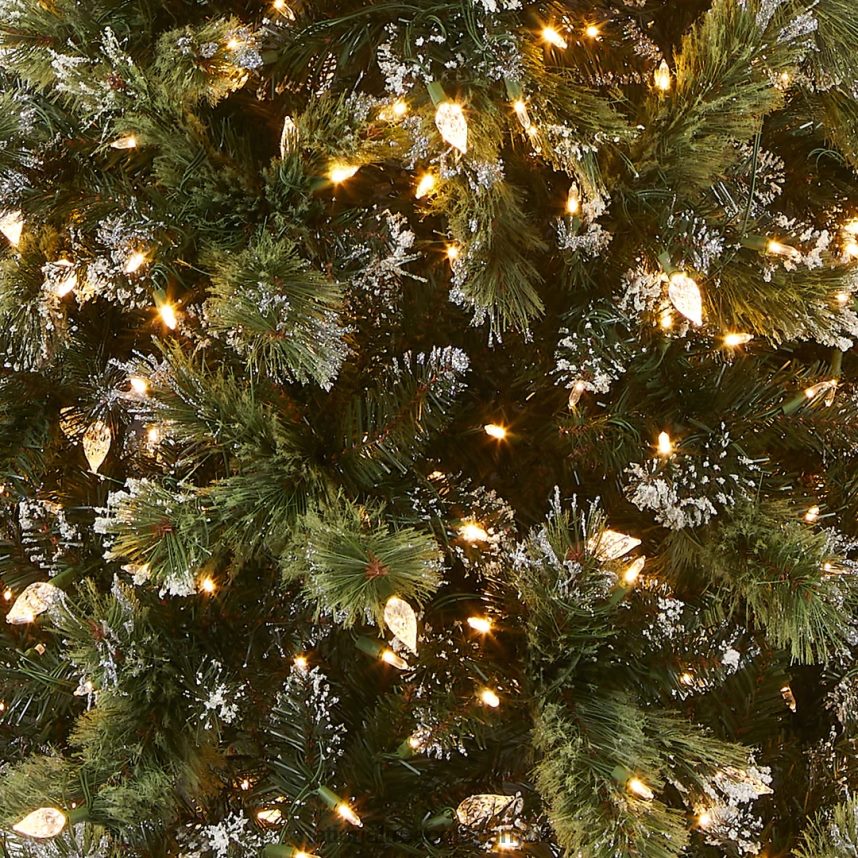 Trees | National Tree Company Pre-Lit Artificial Slim Christmas Tree Green Glittery Bristle Pine White Lights Includes Stand 75 Feet F2L4F127